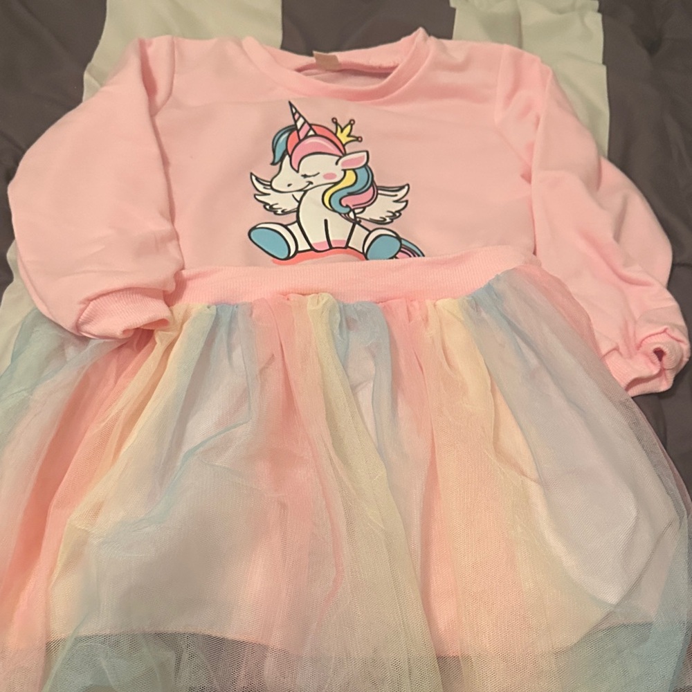 Pink Unicorn Kids Casual Dress